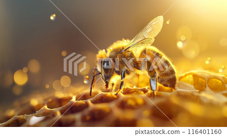 Honeybee on Honeycomb 116401160