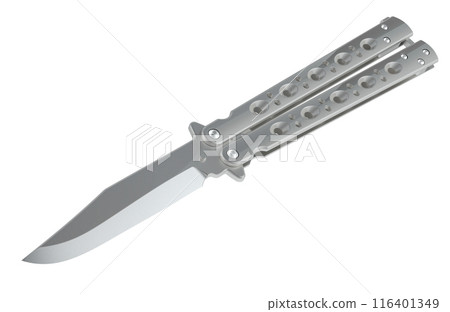 Butterfly knife, balisong. 3D rendering 116401349