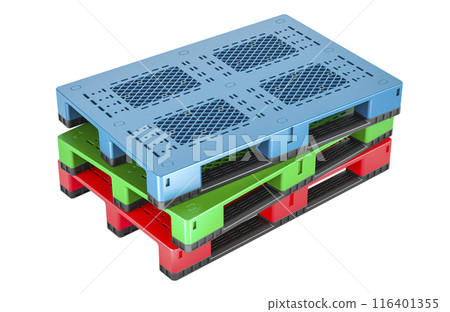 Stack of Plastic Pallets. 3D rendering Stack of Plastic Pallets. 3D rendering 116401355