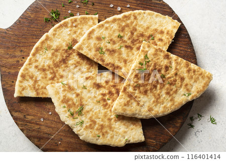 Pita bread, homemade flatbread, tortilla 116401414