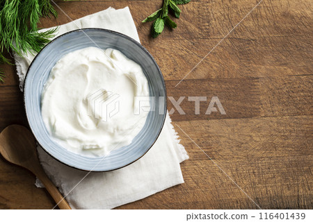 Homemade Greek Yogurt, cream cheese 116401439