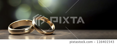 Two engagement wedding ceremonial gem rings with stones, blurred background. AI generated. 116401543