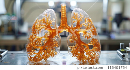 3D printing of human organ lung printer equipment in a scientific medical laboratory. 116401764
