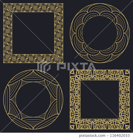 Set decorative circular vintage geometrical ornament. 116402033