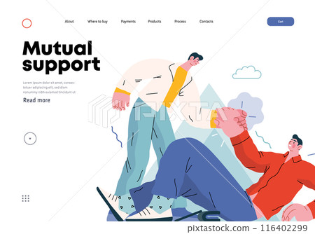 Mutual Support: Helping a fallen person get up -modern flat vector concept illustration of man assisting another man to stand up A metaphor of voluntary, collaborative exchanges of resource, services Mutual Support: Helping a fallen person get up -modern flat vector concept illustration of man assisting another man to stand up A metaphor of voluntary, collaborative exchanges of resource, services 116402299