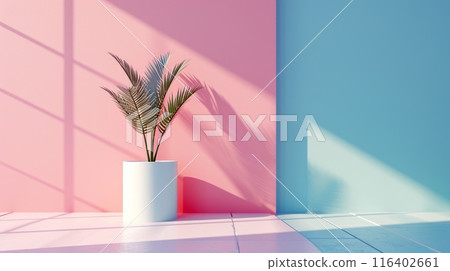 Abstract 3D room with flower. 116402661