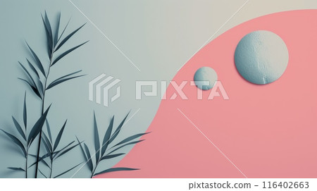 Abstract pastel background with flower leaves in trendy minimal design. Architecture interior background. 3d render 116402663