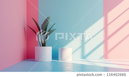 Abstract 3D room with flower. Abstract 3D room with flower. 116402668
