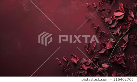 Maroon leaves on red background 116402705