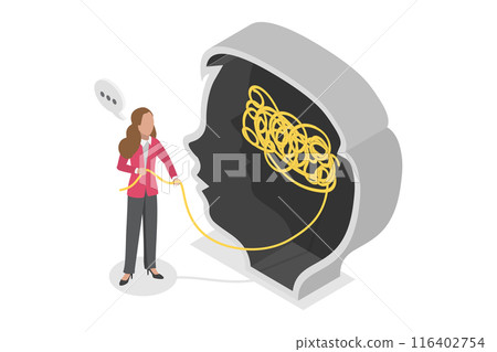 3D Isometric Flat Illustration of Child Psychologist, Kid's Mental Health 3D Isometric Flat Illustration of Child Psychologist, Kid's Mental Health 116402754
