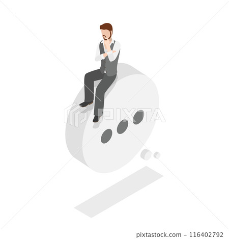 3D Isometric Flat Illustration of Critical Thinking , Puzzled Confused Person 3D Isometric Flat Illustration of Critical Thinking , Puzzled Confused Person 116402792