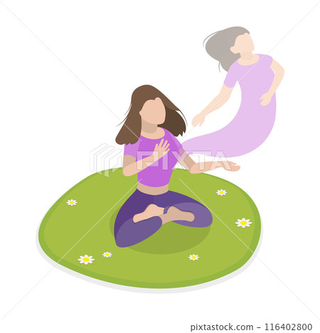 3D Isometric Flat  Illustration of Spirit or Soul Rise, Astral Trip 116402800