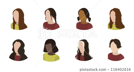 3D Isometric Flat Set of Women Hairstyles, Beautiful Young Girls Portrait with Different Hair Styles 3D Isometric Flat Set of Women Hairstyles, Beautiful Young Girls Portrait with Different Hair Styles 116402816