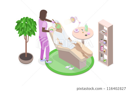 3D Isometric Flat Illustration of SPA Salon, Cosmetology Treatment 3D Isometric Flat Illustration of SPA Salon, Cosmetology Treatment 116402827