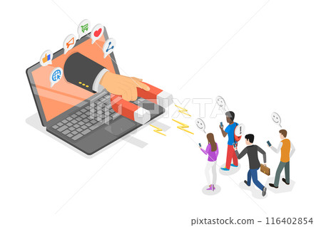3D Isometric Flat  Illustration of Digital Marketing, Lead Generation, Conversion Rates Strategy 116402854