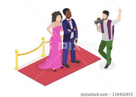 3D Isometric Flat Illustration of Professional Photographer, Famous People Event 3D Isometric Flat Illustration of Professional Photographer, Famous People Event 116402855