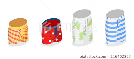 3D Isometric Flat  Illustration of Mens Underwear, Classic Boxers 116402893
