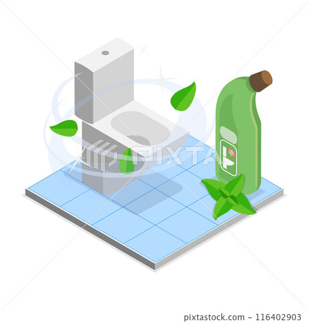 3D Isometric Flat  Illustration of Toilet Cleaner , Restroom Hygiene 116402903