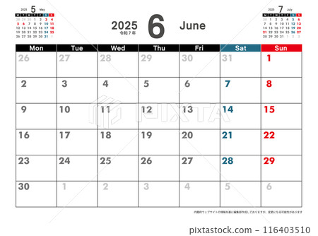 桌曆開始週一令及2024年6月6日3個月展示日曆素材模板 116403510