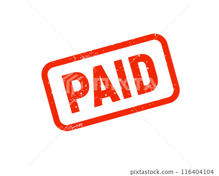 Red paid stamp. Grunge red paid rubber stamp finance payment label icon. Red paid stamp. Grunge red paid rubber stamp finance payment label icon. 116404104