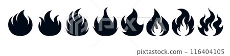 Fire flame vector hot icon. Fire abstract bonfire flammable background flame icon. Fire flame vector hot icon. Fire abstract bonfire flammable background flame icon. 116404105