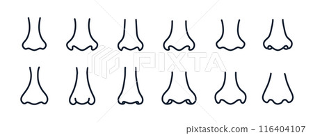 Nose line icon vector illustration. Nose smell human cartoon line icon. Nose line icon vector illustration. Nose smell human cartoon line icon. 116404107
