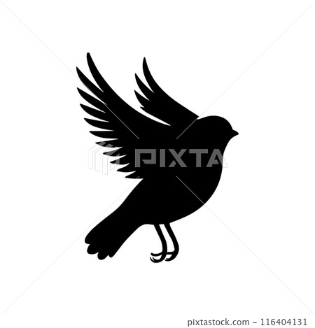Bird vector silhouette icon. Animal bird nature wildlife black sparrow hawk icon Bird vector silhouette icon. Animal bird nature wildlife black sparrow hawk icon 116404131