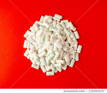 Chewing gum pads pile, teeth hygiene spearmint sugar free gums, mint gum pads, white bubblegum Chewing gum pads pile, teeth hygiene spearmint sugar free gums, mint gum pads, white bubblegum 116404247