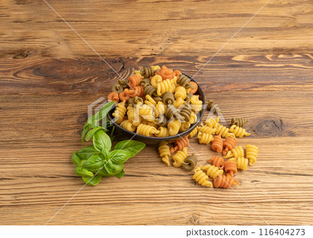 Raw Trottole Pasta, Dry Vesuvio Macaroni, Italian funghetto, Raw Noodle 116404273