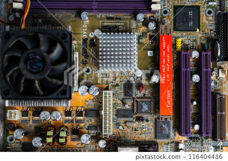Zenithal view of a PC Motherboard. 116404486