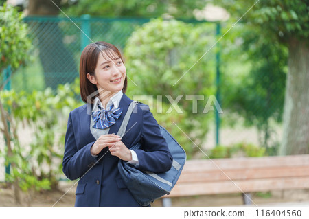 Smiling girls high school students 116404560