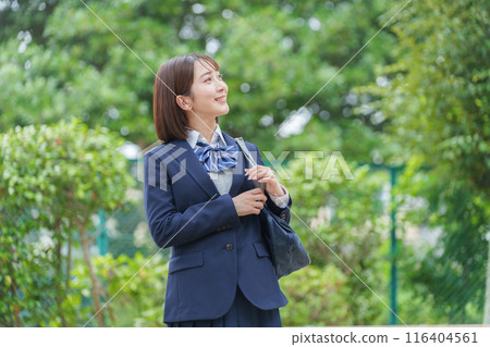 Smiling girls high school students 116404561