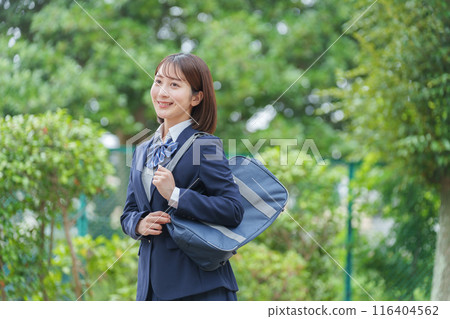 Smiling girls high school students 116404562