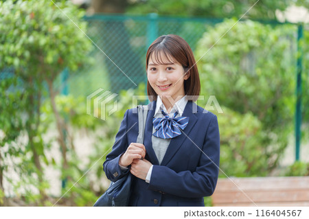 Smiling girls high school students Smiling girls high school students 116404567