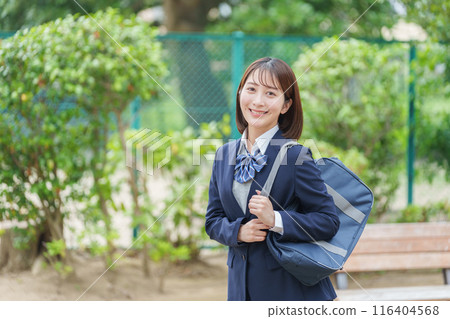 Smiling girls high school students Smiling girls high school students 116404568
