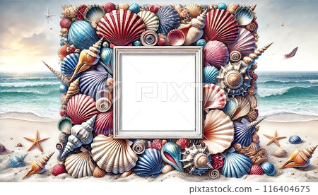 Colorful seashell frame 116404675