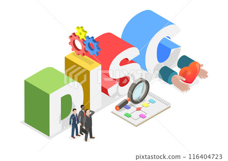 3D Isometric Flat  Illustration of DISC, Dominance, Influence, Steadiness and Conscientiousness 116404723