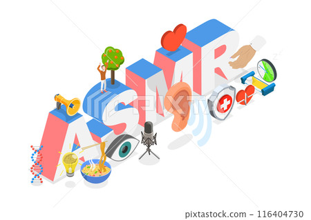3D Isometric Flat  Illustration of ASMR, Autonomous Sensory Meridian Response 116404730