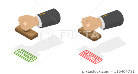 3D Isometric Flat Illustration of Approved And Rejection Stamps , Paper Document 3D Isometric Flat Illustration of Approved And Rejection Stamps , Paper Document 116404751
