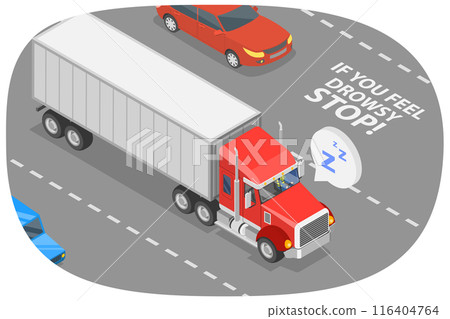 3D Isometric Flat Illustration of Do not Drive Drowsy, Safety Drive Rools 3D Isometric Flat Illustration of Do not Drive Drowsy, Safety Drive Rools 116404764