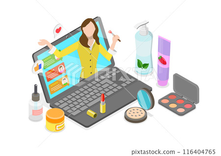 3D Isometric Flat Illustration of Beauty Blogger, Latest Trend Makeup 3D Isometric Flat Illustration of Beauty Blogger, Latest Trend Makeup 116404765