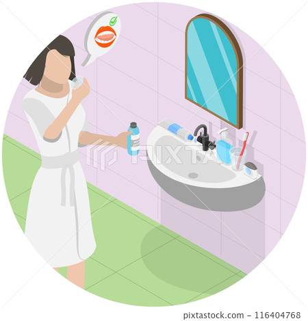 3D Isometric Flat Illustration of Mouthwash, Daily Oral Hygiene Routine 3D Isometric Flat Illustration of Mouthwash, Daily Oral Hygiene Routine 116404768