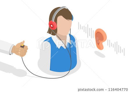 3D Isometric Flat Illustration of Audiometry Exam, Audiologist Audiometry Hearing Test Screening 3D Isometric Flat Illustration of Audiometry Exam, Audiologist Audiometry Hearing Test Screening 116404770