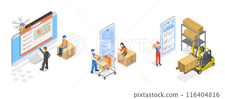 3D Isometric Flat Illustration of Global Logistic , Procurement Management Industry 3D Isometric Flat Illustration of Global Logistic , Procurement Management Industry 116404816