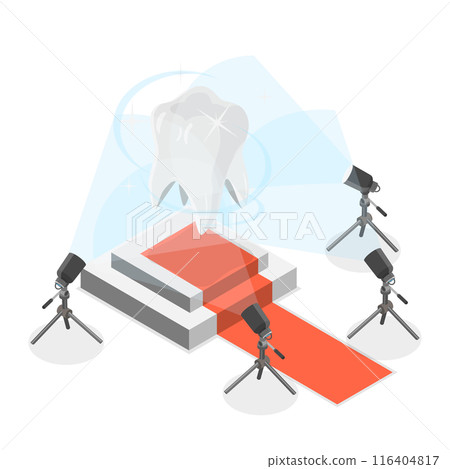 3D Isometric Flat  Illustration of Teeth Whitening, Deep Cleaning, Dental Care 116404817