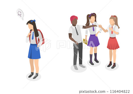 3D Isometric Flat  Illustration of Loneliness, Communication Difficulty and Ignoring 116404822