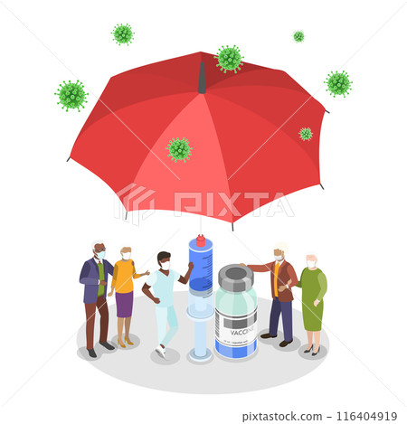 3D Isometric Flat  Illustration of Vaccination, Global Immunization 116404919