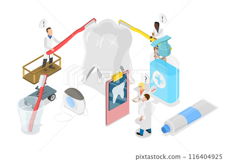 3D Isometric Flat  Illustration of Stomatology, Teeth Dentistry 116404925