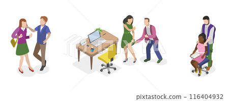 3D Isometric Flat Illustration of Sexual Harassment, Assault and Abuse at Office 3D Isometric Flat Illustration of Sexual Harassment, Assault and Abuse at Office 116404932
