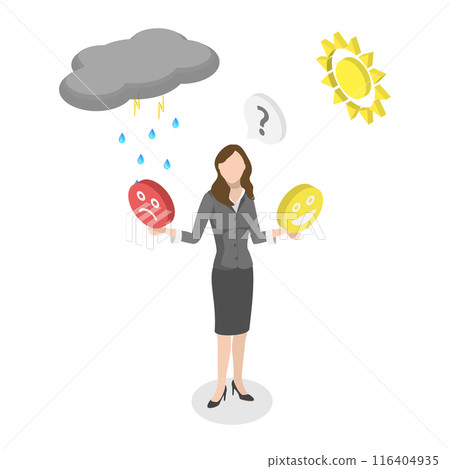 3D Isometric Flat Illustration of Mental Health, Mood Swing 3D Isometric Flat Illustration of Mental Health, Mood Swing 116404935
